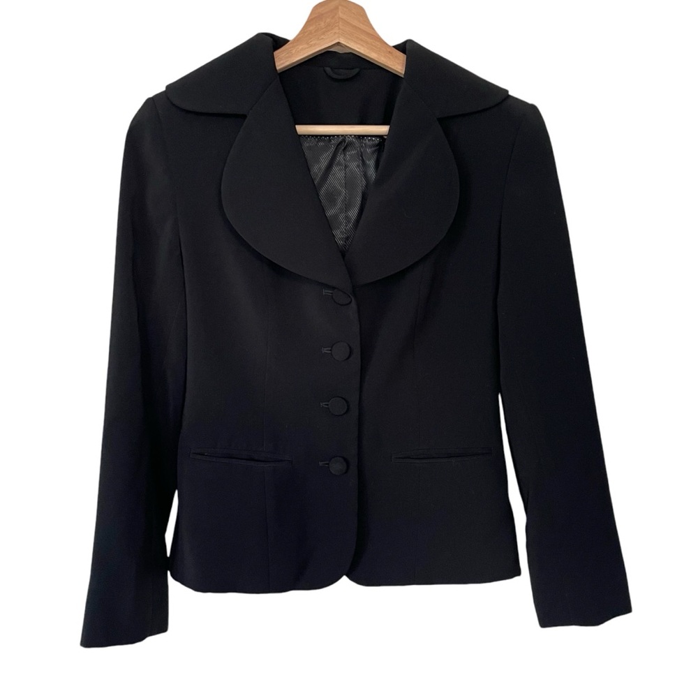 GINO Classic Black Tailored Blazer Button Suit Jacket Office Wear 2